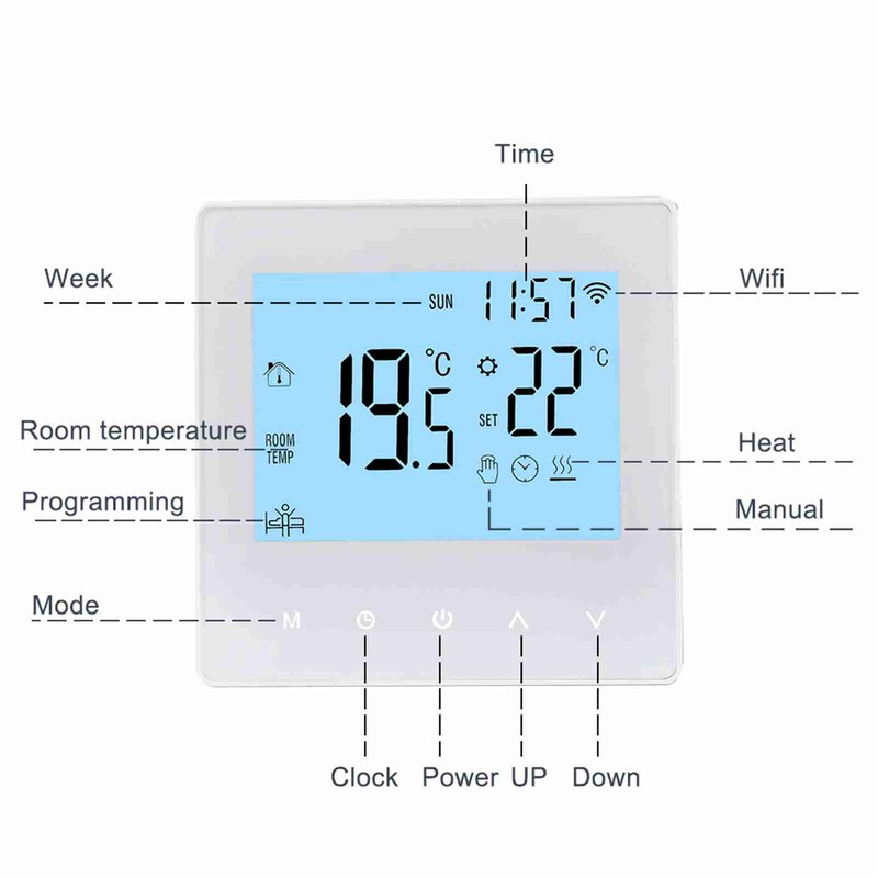 Smart Tuya WiFi Thermostat 3A Digital Programmable LCD Display Underfloor