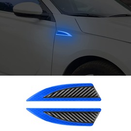 LANZMYAN Car Safety Reflective Trim Sticker Carbon Fiber Side Marker Safety Warning Anti-Collision Strip Protection Reflector Guard for Car SUV Pickup Truck,Exterior Accessories(2PCS,Blue)