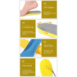 Shoe Insoles, Orthotic Insoles, Memory Foam Insoles Providing Great Shock Absorption and Cushion, Best Insoles for Men and Women for Everyday Use (Yellow, L)