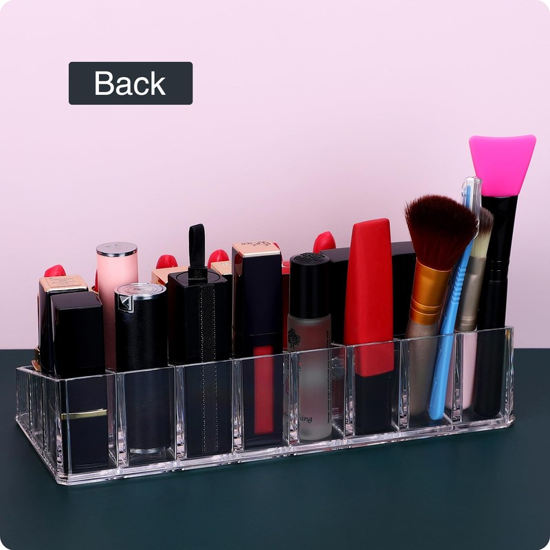 MOSIKER Lipstick Organizer for Vanity,Acrylic Clear Chapstick Lip Gloss Balm