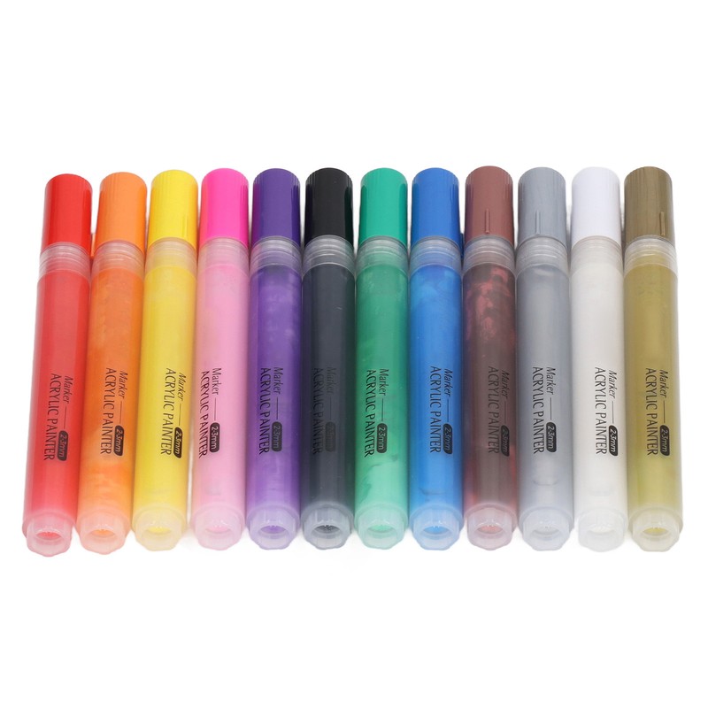 12 Pcs Acrylic Paint Markers 12 Colors 3.0mm Waterproof DIY
