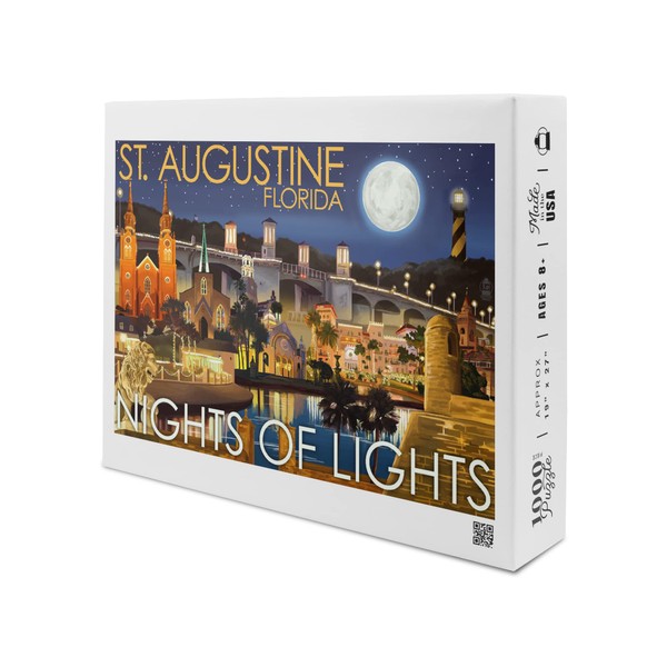 St. Augustine, Florida, Nights of Lights, Night Scene (1000 Piece Puzzle, Size 19x27, Challenging Jigsaw Puzzle for Adults and Family, Made in USA)