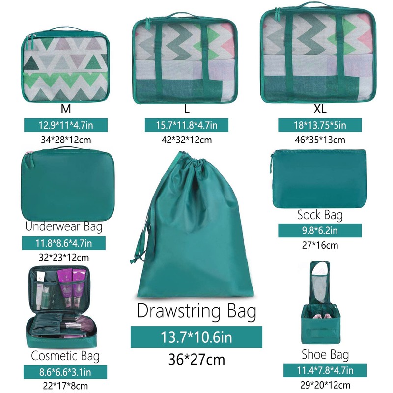 BAGAIL Packing Cubes for Suitcase 8 Set, Lightweight Luggage Packing