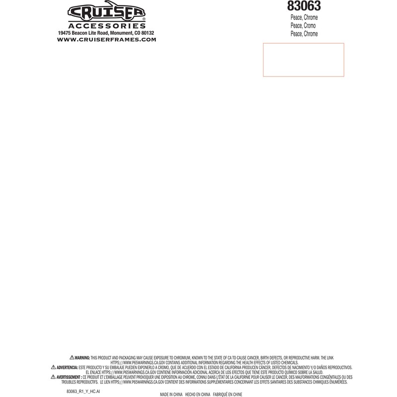 Cruiser Accessories 83063 3D-Cals Peace Raised Adhesive Decal, Chrome