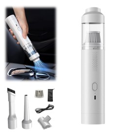 SEPSUMMER Upgrade Slim V8 Mate Cordless Car Vacuum, 19000PA High Power Handheld Car Vacuum Cleaner, Cordless Car Vacuum, 2 Speeds, 30 Mins Runtime, 150ml Dust Cup, for Car, Home, Office (White)