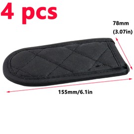 Antrader Cast Iron Handle Cover, 4 Pack Cast Iron Skillet Handle Covers, Cast Iron Holders Pot Pan Handle Covers Pot Handle Sleeve Pan Handle Covers Heat Resistant,Black