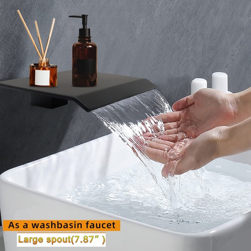Drettyer Wall Mount Tub Spout,Soild Brass Waterfall Bath Bathtub Faucet