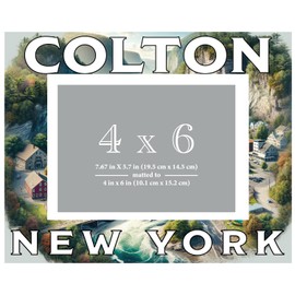 R and R Imports Colton New York Souvenir Wooden Photo Frame Matted 4 x 6 Inch - Full Color Destination Design Keepsake Single