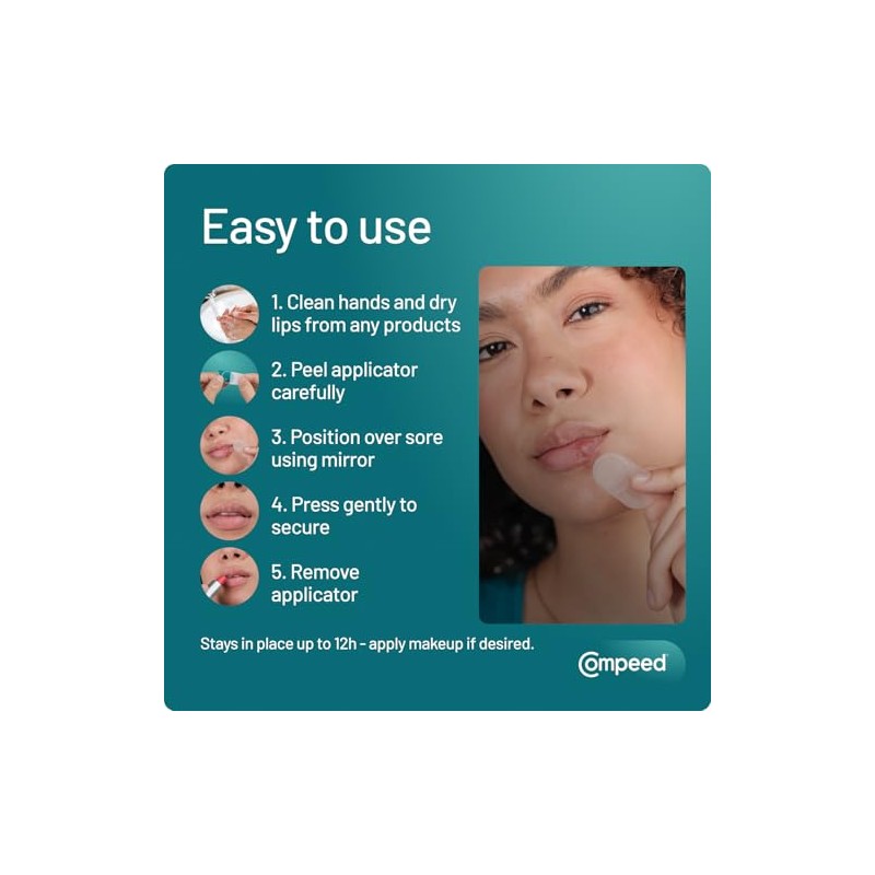 Compeed Hydrocolloid Cold Sore Treatment Patches (30 Invisible Plasters for