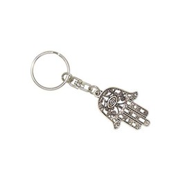 Jeannieparnell 100 - Hamsa Hand with Lucky Evil Eye Keyring - Good Luck Charm - Handmade