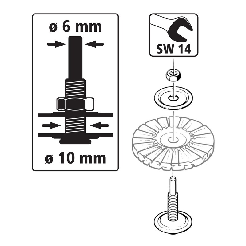 wolfcraft Mandrel for 10 mm bore I 2116000 I for