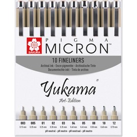 Yukama Sakura Pigma Art Edition All 10 Pigma Micron Fineliners No. 003-12 - Black