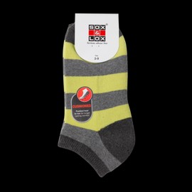 Sox & Lox Buy Sox & Lox Ladies Sports Cushioned Low Cut Socks Gray/Yellow Stripes (Size 3 - 9) Online