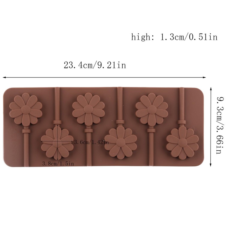 AIBOYA 6 Cavity Sunflowers Silicone Candy Mold Lollipop Sucker Mold