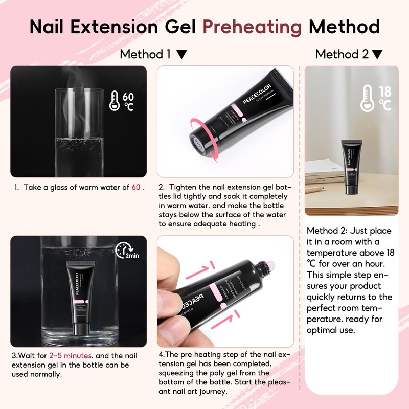 PEACECOLOR Poly Nail Gel Starter Set, 6 Colours, Poly Nail