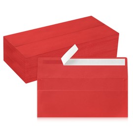 100 Pack #10 Business Envelopes, Red Standard Envelopes Self Seal, Letter Size Mailing Envelopes for Checks Letters Invoices Statements Christmas Birthday Graduation Wedding, 4 1/8 x 9 1/2 Inch