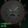 Men's Leather Wristwatch, Trinocular, Rainproof, Waterproof, Luminous, Quartz, Large Dial,