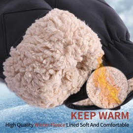 MGGMOKAY Men's Winter Warm Real Leather Sheepskin Gloves, black