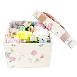 Luana Q-FLA Soap Flower Box Hand Wash Stone "Angel Luana Rose" Embossed Rose S White 1 pc