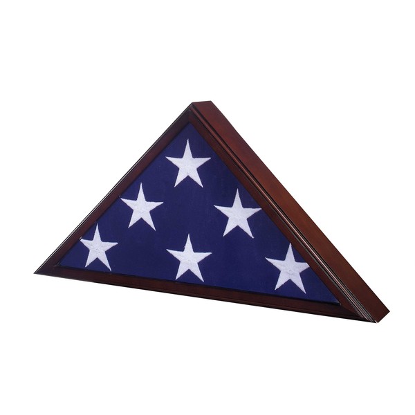 USMilitaryStuff Memorial Flag Case - Cherry Finish - for American Veteran 5' x 9.5' Burial Flag