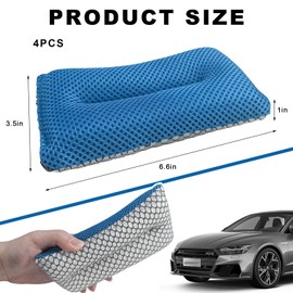 YTFRL 4 PCS Two-Sided Car Wash Sponge, Non-Scratch Microfiber Sponge Pad Soft Mesh Scrubber, Washable Foam Scrub Pads Absorbent Applicator for Cleaning Detailing, Car Accessories (4 PCS)
