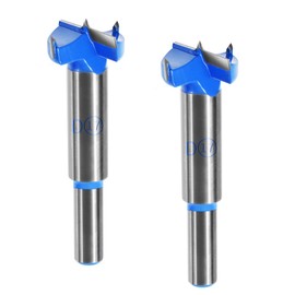 FOCMKEAS 17mm丨0.67 Inch Forstner Drill Bit with Round Shank Double-Flute Tungsten Carbide Wood Hole Saw for Plastic, Hard Wood, Woodworking Hinge Hole Drilling Boring Bits Cutter 2 Pcs Blue