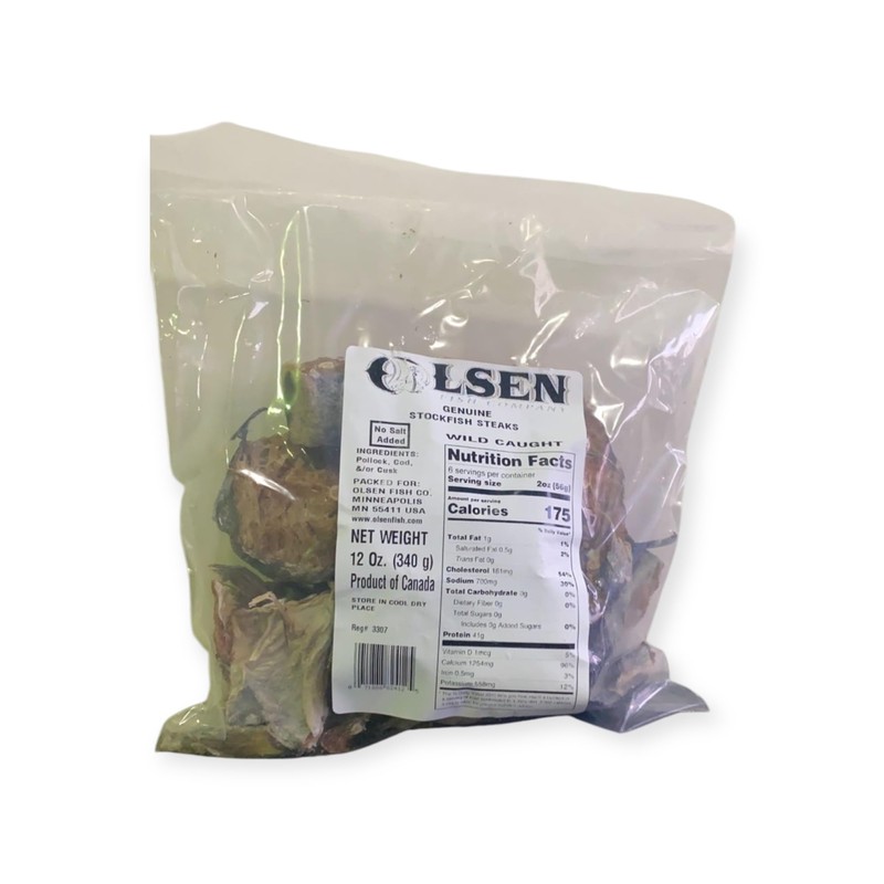 Dry Stock Fish Norwegian Hard stockfish Steak, Cod Fish /12oz