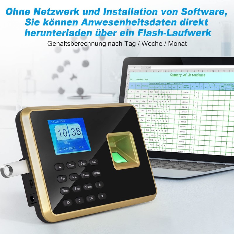 JIAN BOLAND Biometric Fingerprint Time Tracking Password Machine Employee Check-in