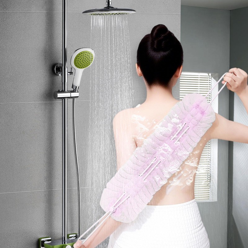 Loofah Washcloth Combo - Long Stretch Sponge with Rope Handles