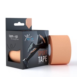Tape and Go Kinesiology Tape for Athletes - 5 m Flexibility, Waterproof & Stylish Design for High Performance, Latex-Free Physio Tape - Beige