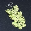 Lightweight Filigree Triple Butterfly Drop Earrings in Neon Yellow Colour/Silver