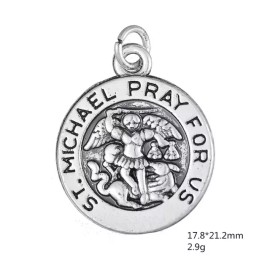 Fashion Jewelry Small  SAINT MICHAEL PRAY ARCHANGEL ANGEL Charm On 24" 925 Silver Snake Necklace