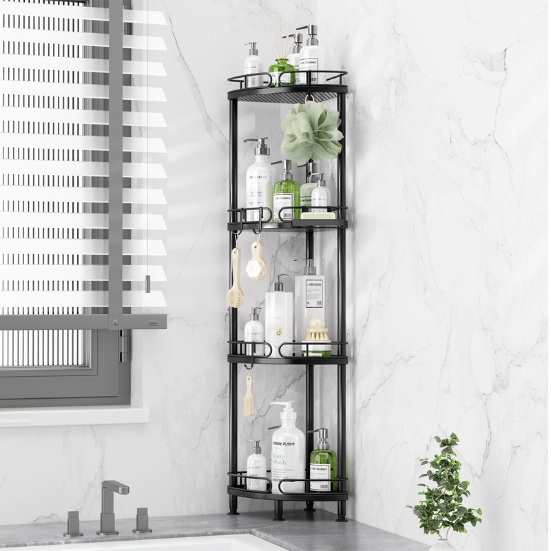 SWTYMIKI Corner Shower Caddy Standing - 4 Tier Stainless Steel