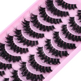 10 Pairs Clear Band Russian Strip Lashes 6D False Eyelashes Natural Fake Lashes Soft Reusable Fake Lashes Pack Makeup (AW4A)