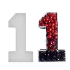 Ruxion 13.7" White Cardboard Number 1 for Charcuterie, Large Fillable Candy Gift Box – Hollow Gift Tray for Cupcakes, Candies & 1st Birthday or Anniversary Decorations