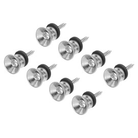 MECCANIXITY Guitar Strap Button Buckle Lock Metal Small End Pins Sets Silver with Felt Washer for Guitar Bass, 8 Set