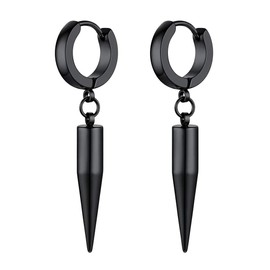 Black Earrings Cool Mens Dangling Hoop Goth Gothic Punk Steel Spike Dangle Dangly Earrings For Men Man Women