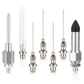 7Pcs Grease Gun Needle Set, 5Pcs Grease Needle Nozzle, 1 Bearing Grease Injector Needle Adapter, 1 Rubber Nipple Adapter, Detachable Grease Gun Needle Nozzles, Grease Gun Tip Dispenser Fitting Tool