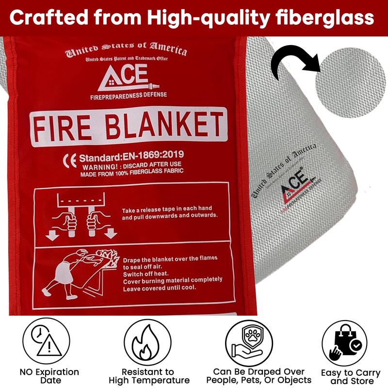 Fire Emergency Fire Blanket - 3-Pack - Fire Suppression Blanket