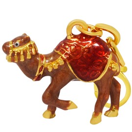 [YISHUI] （イスイ） キーホルダー 風水 キーチェーン 駱駝 お守り プレゼント 金運グッズ ビジネス 動物 装飾小物 レッド