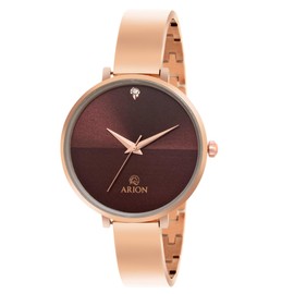 Arion Women’s Analog Quartz Watch 32mm Rose Gold-Painted Brass Strap Wristwatch, Premium Fashion Dress Timepiece with Gift Box. for Women Ladies Girls.