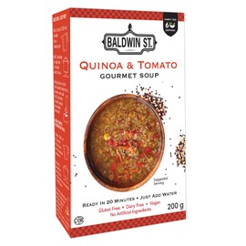 Baldwin St. Quinoa & Tomato Premium Soup Mix - All Natural, Vegan, Plant Based, Gluten Free, Dairy Free, Kosher, Just Add Water, Ready in 20 mins, 6 Servings minimum.
