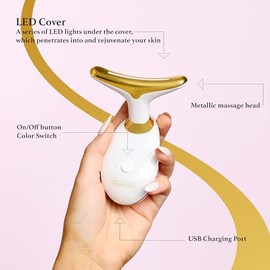 Herramienta de masaje facial con terapia de luz roja, con 7 colores LED, dispositivo de belleza para el cuidado de la piel para estiramiento y levantamiento de cuello y facial