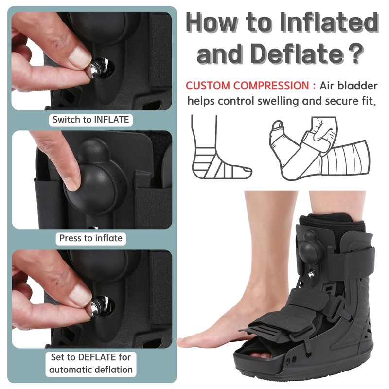 Mathgetin Air Cam Walker Boot, Short Inflatable Walking Boot Medical