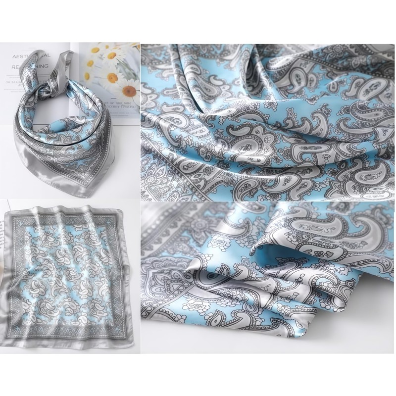 Loopunk Pack of 6 Multicolor Paisley Pattern Square Silk Scarf