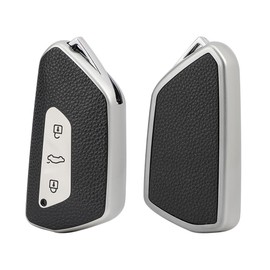 KUNIO Key Fob Cover fit for VW Golf 8 GTE GTI ID.3 ID.4 GTX fit for Seat Leon MK4 Cupra Formentor Keyless Key Protection Key Cover TPU Key Cover Case 3 Buttons D Silver