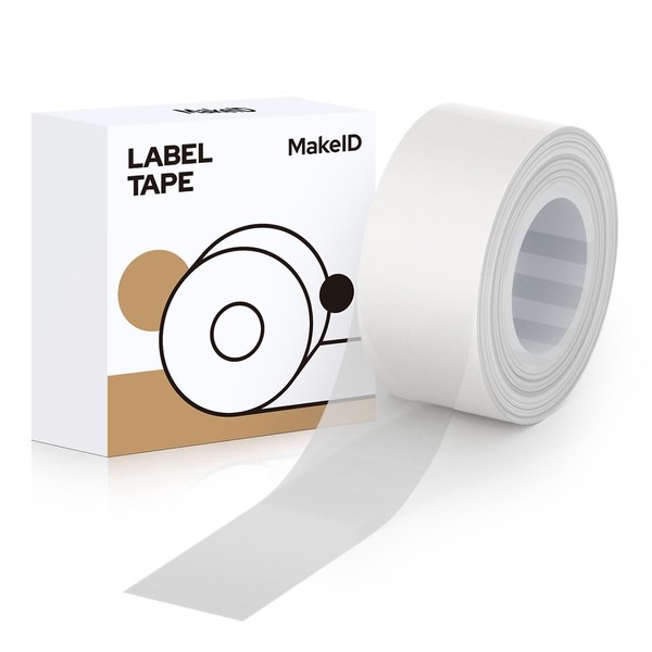 MakeID L1/Q1 Label Printer - Full Paper Label, Label Sticker, Genuine Thermal Roll Paper, Width 0.6 inch (16 mm) Length, 1.6 ft (4 m) Length, Apply to Handwriting, Price Tag, Mailing, Weight, Number, Android, IOS Compatible (Transparent)
