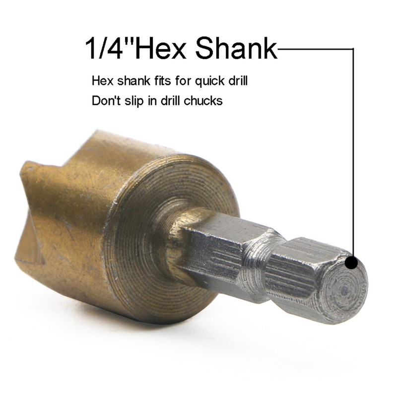 JIUWU 6pcs Countersink Drill Bit Hex Shank Flute Five-Blade Chamfering