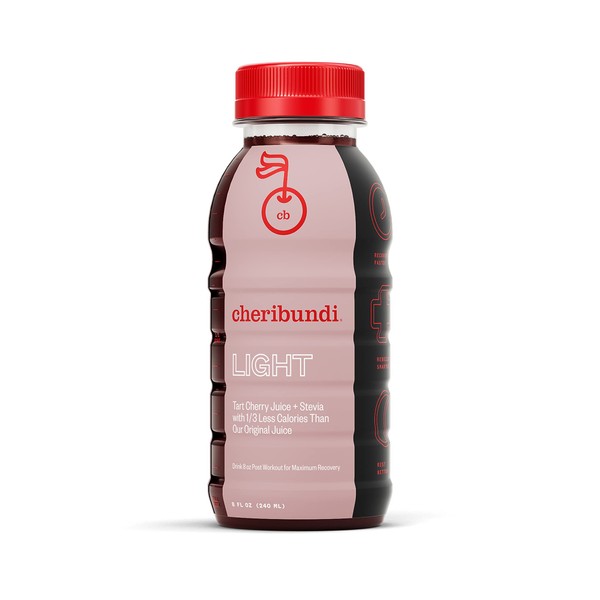 Cheribundi LIGHT Tart Cherry Juice - Reduced Calorie Tart Cherry Juice - Pro Athlete Workout Recovery - Fight Inflammation and Support Muscle Recovery - Post Workout Recovery Drinks for Runners, Cyclists and Athletes - 8 oz, 24 Pack