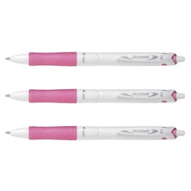 Pilot Acroball Pure White Grip Retractable Ballpoint Pens Pack of 3 Pink 0.4 mm 1.0